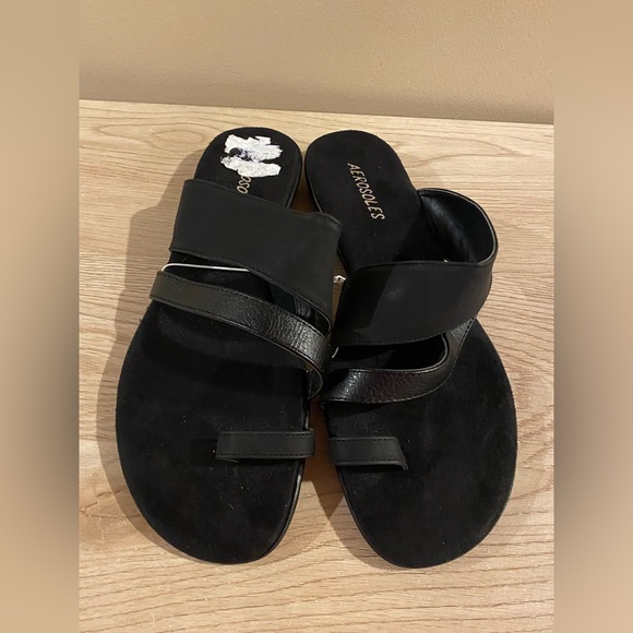 Awrosoles Women’s Size 10 Black Toe Loop Slip On Sandals NEW/NWT - Picture 4 of 8